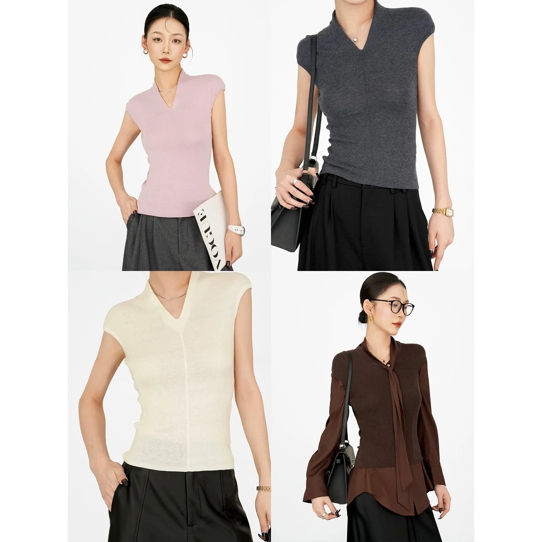 尼采官方直营｜进店强推 桑蚕丝x羊毛 高智简约百搭背心1693