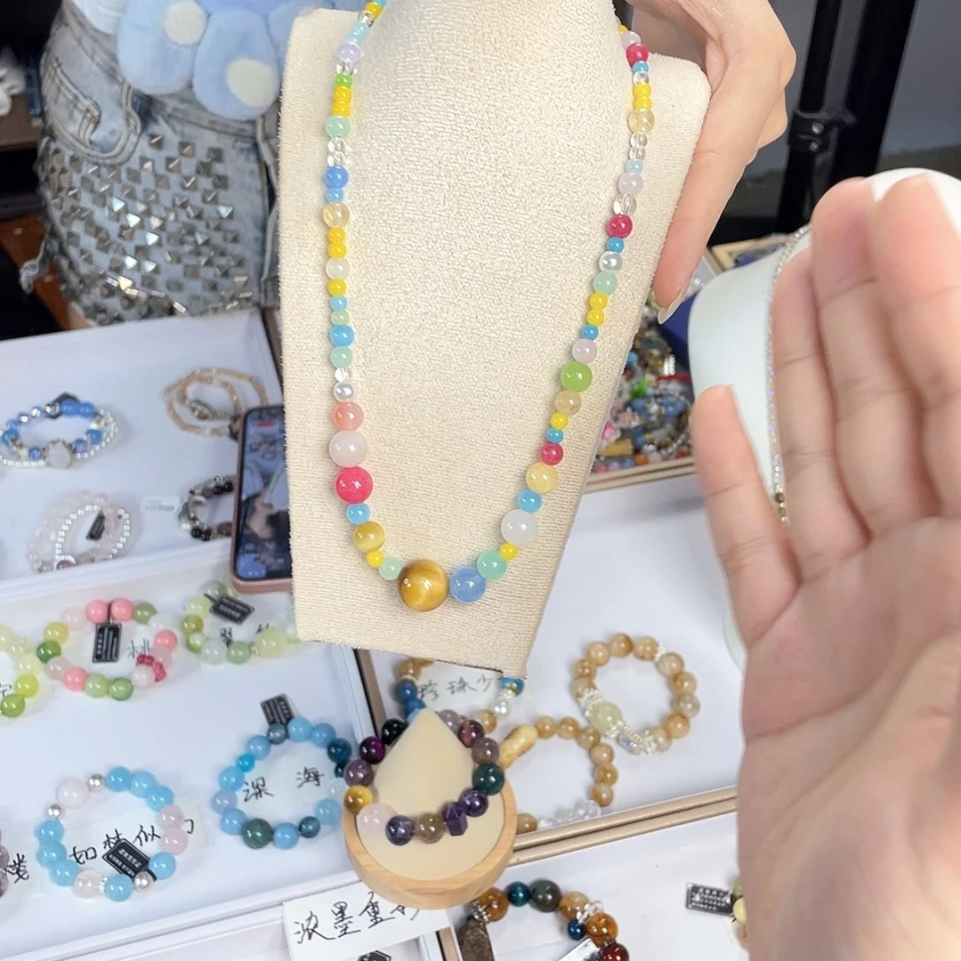 水晶手链银S925镀金镶嵌