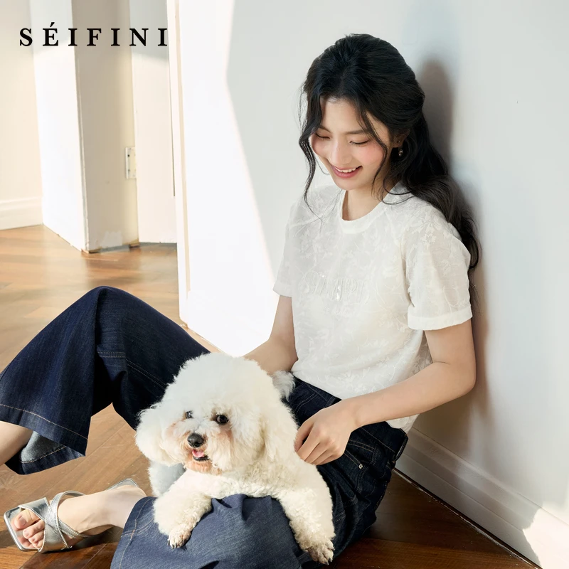 诗凡黎提花H廓形T恤2025夏新款时尚插肩袖气质短袖上衣7G4400731