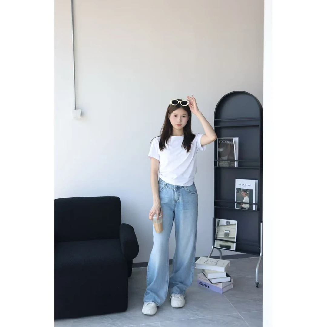 1123 版型面料绝绝子~醋酸轻结构直筒拖地裤