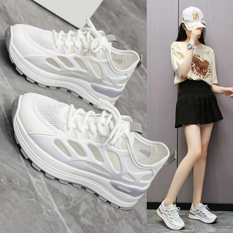 2025夏季新款网面薄款透气轻便百搭休闲女鞋软底软面运动鞋镂空
