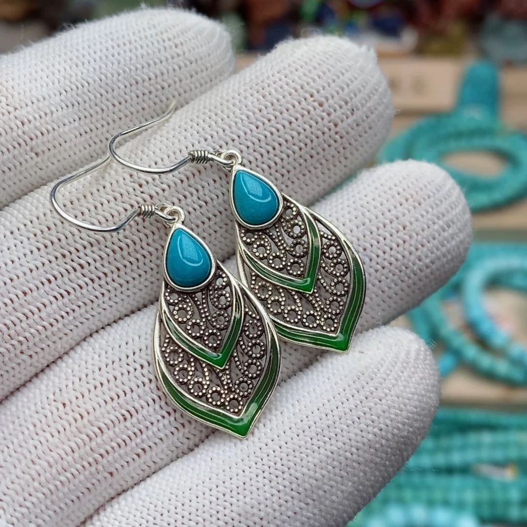 绿松石珠宝奇石银S925镶嵌