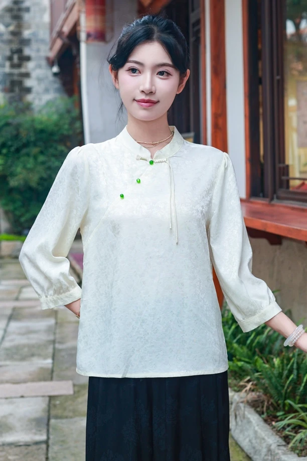 中式国风气质高级感长袖百搭中国风衬衫春夏新款