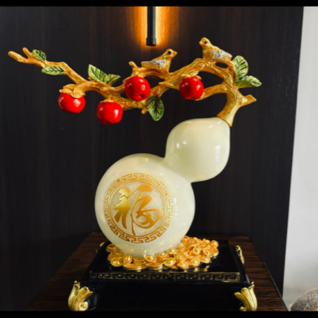 新中式葫芦仿玉摆件客厅玄关壁柜电视柜乔迁新居轻奢礼品装饰件