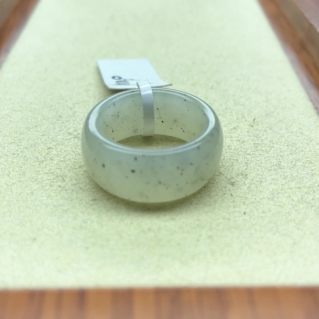 未镶嵌戒指和田玉49青花宽胎13码