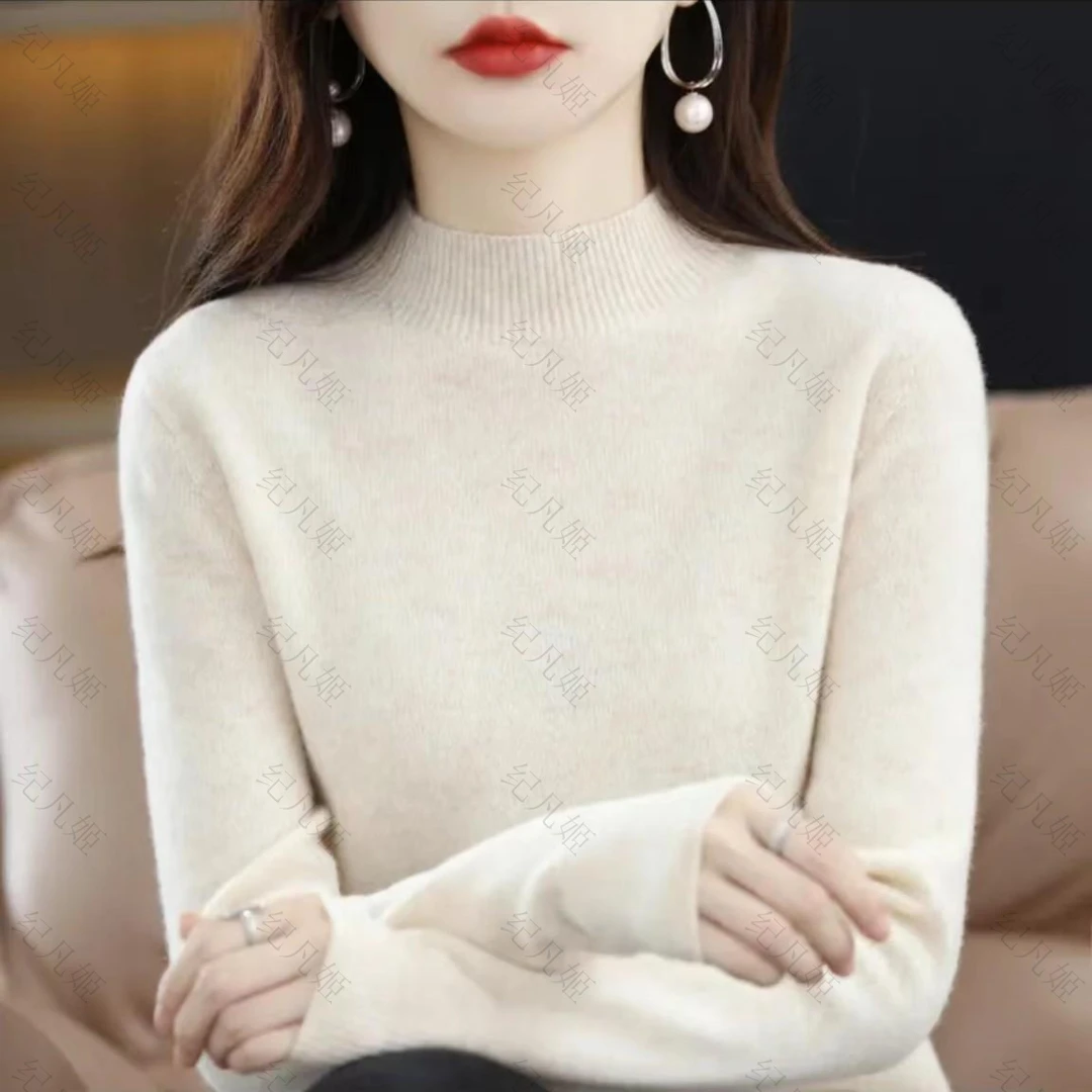 纪凡姬/3074-半高领女士洋气高档显瘦百搭打底针织衫