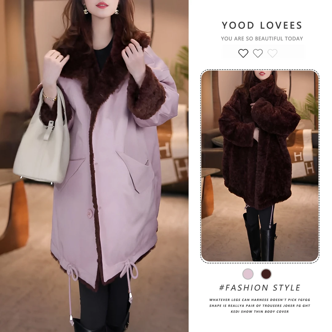 设计感撞色毛领短外套女2025新款冬季时尚优雅加厚保暖圈圈外套潮