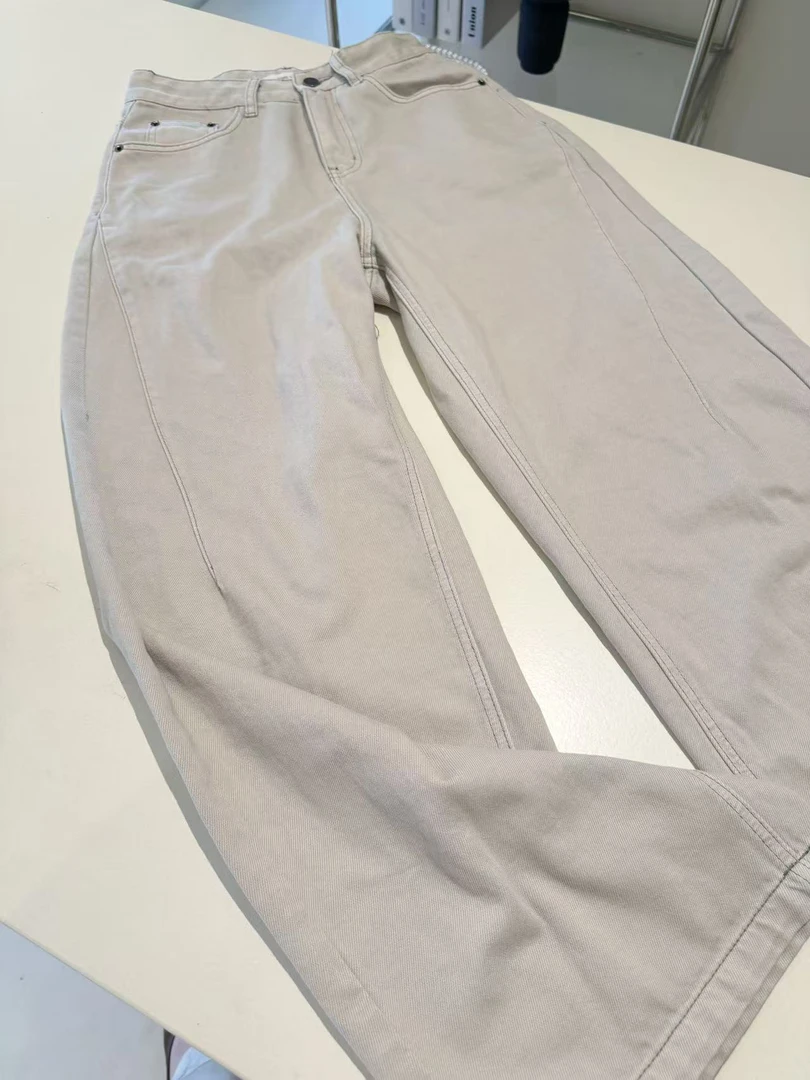 MOREYOUNG李李家弯刀洗水牛仔裤25023