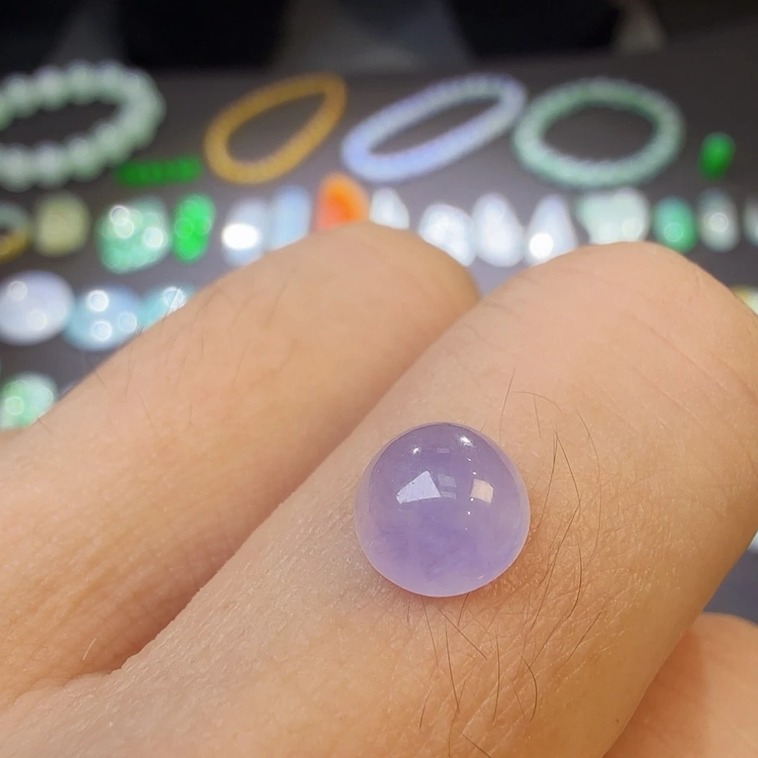 翡翠裸石冰紫蛋面