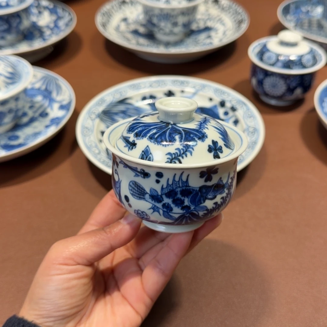 手工手绘茶具盖碗