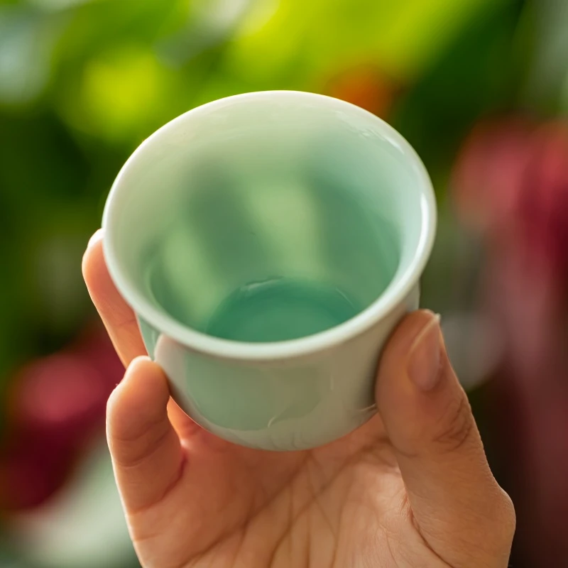 茶杯单个青瓷陶瓷杯品茗杯家用专用男女主人杯子60ml陶瓷压手杯