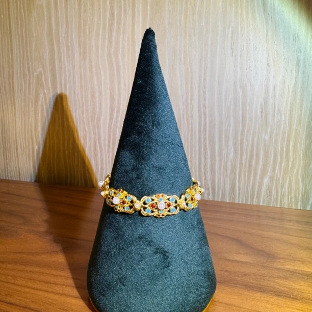 合金合成锆石手链 中古老奶奶法式镂空手链-zyy285