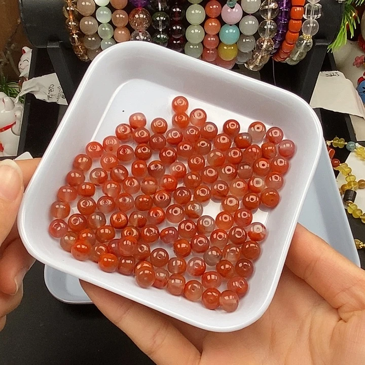 未镶嵌卡7.5-6冰飘南红20个玛瑙/玉髓