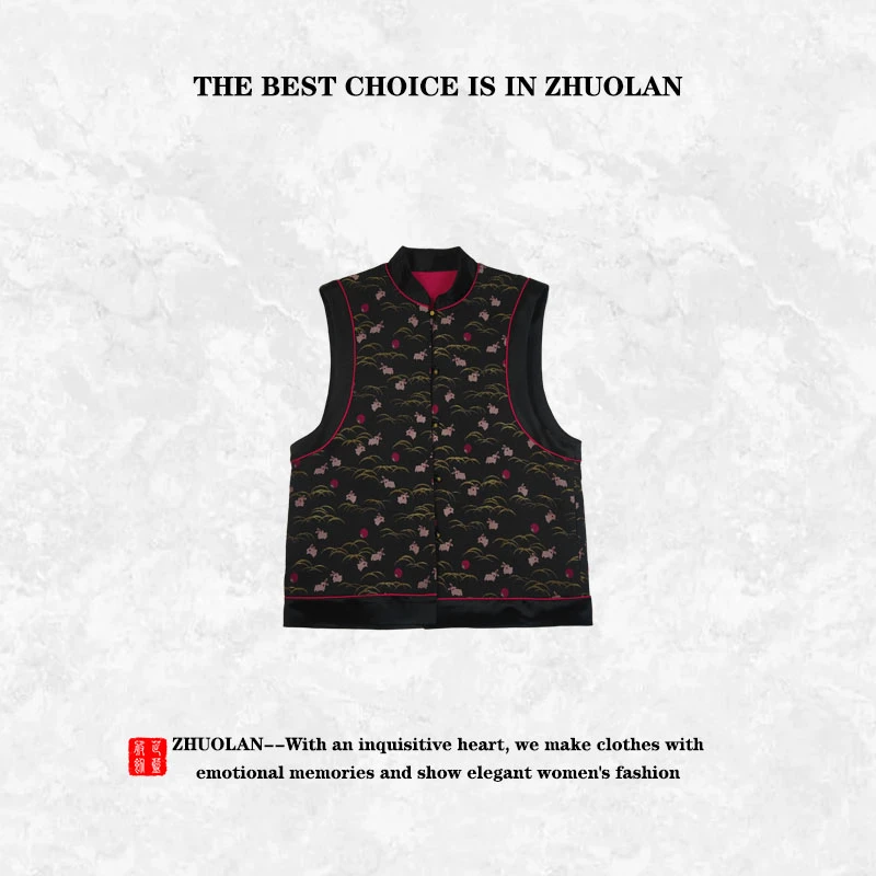 【瑞图呈祥·宋锦】新中式国风福韵马甲时尚休闲复古中国风002367