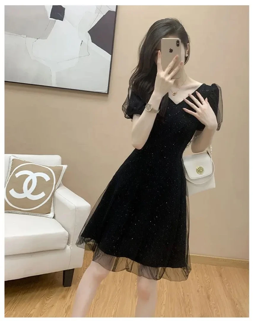 轻奢时尚洋气小众夏季连衣裙遮肚子显瘦气质设计感裙子女D1073