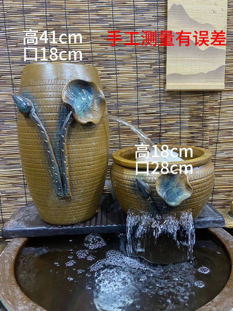 手工荷叶瀑布流水过滤打氧流水摆件循环水