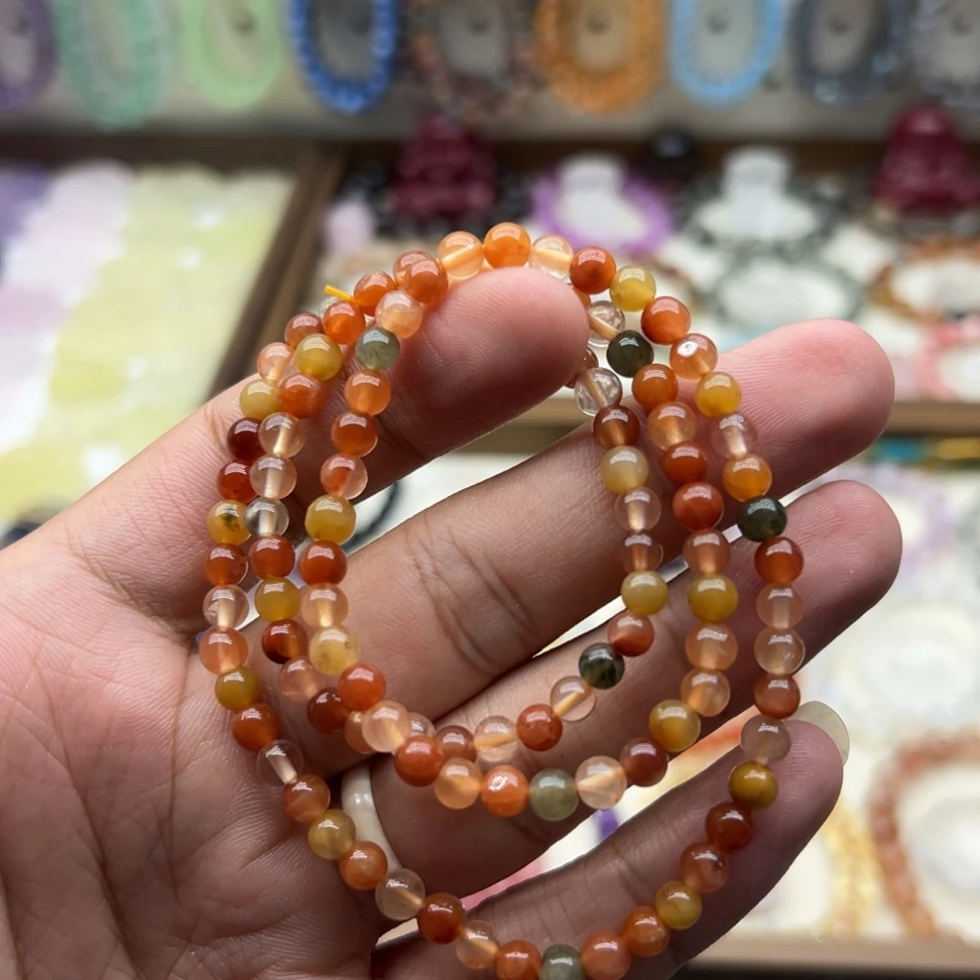 未镶嵌手链水晶彩兔毛三圈