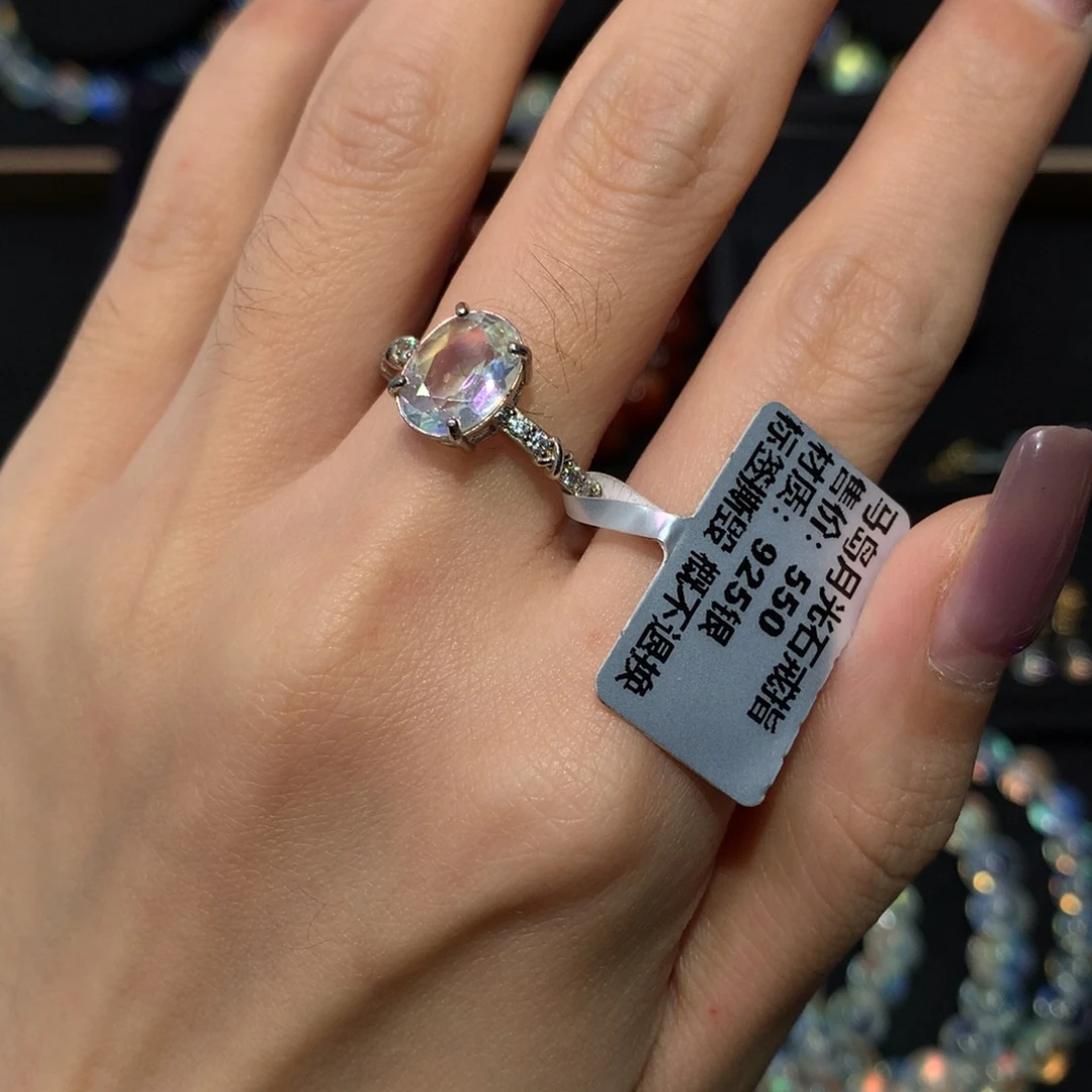 元****戒指银S925镶嵌月光石