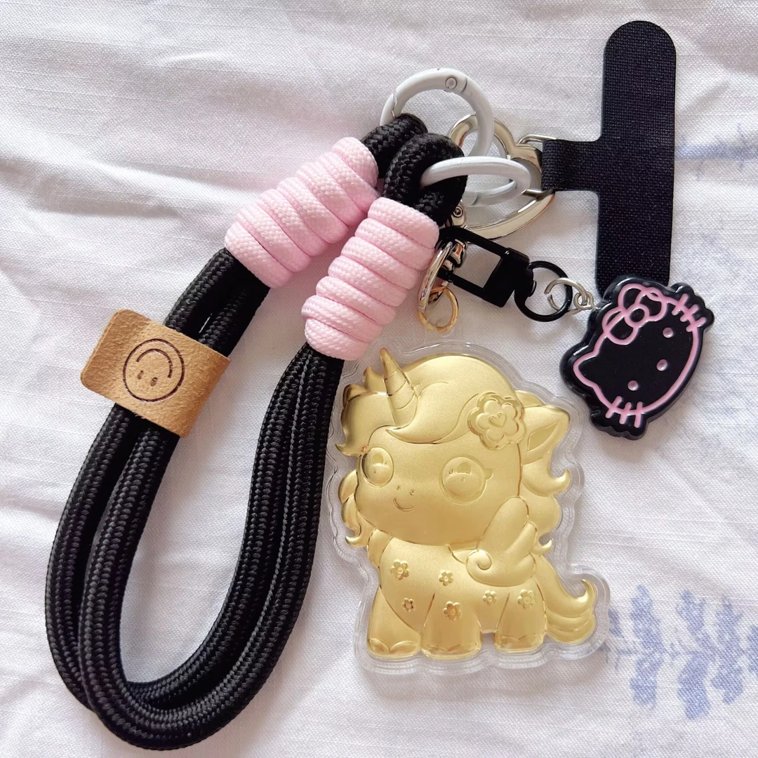 【新品热销】水贝黄金999小马宝莉挂件 钥匙扣可爱卡通金片手机包挂