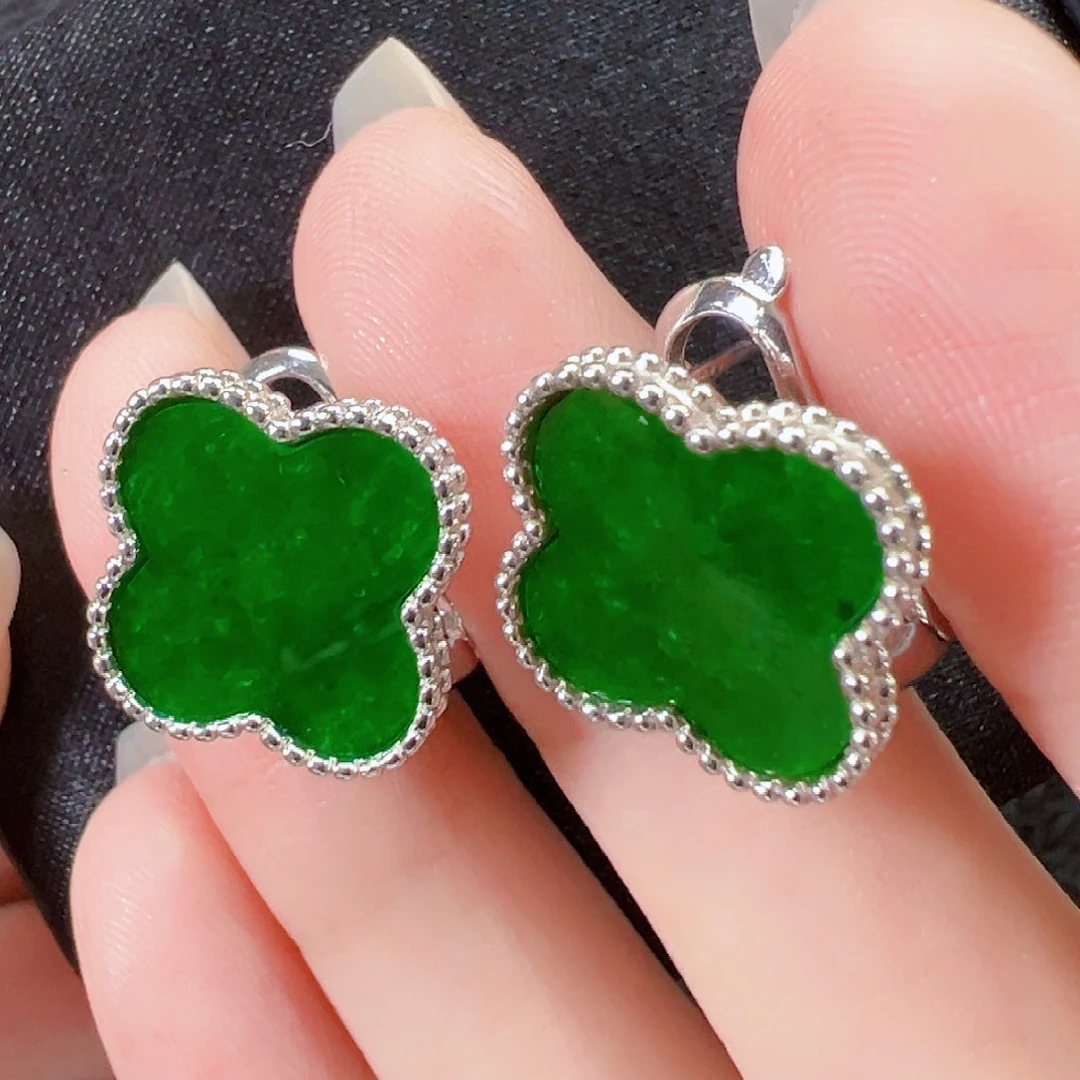 翡翠银S925镶嵌耳饰签收后24小时鉴赏期