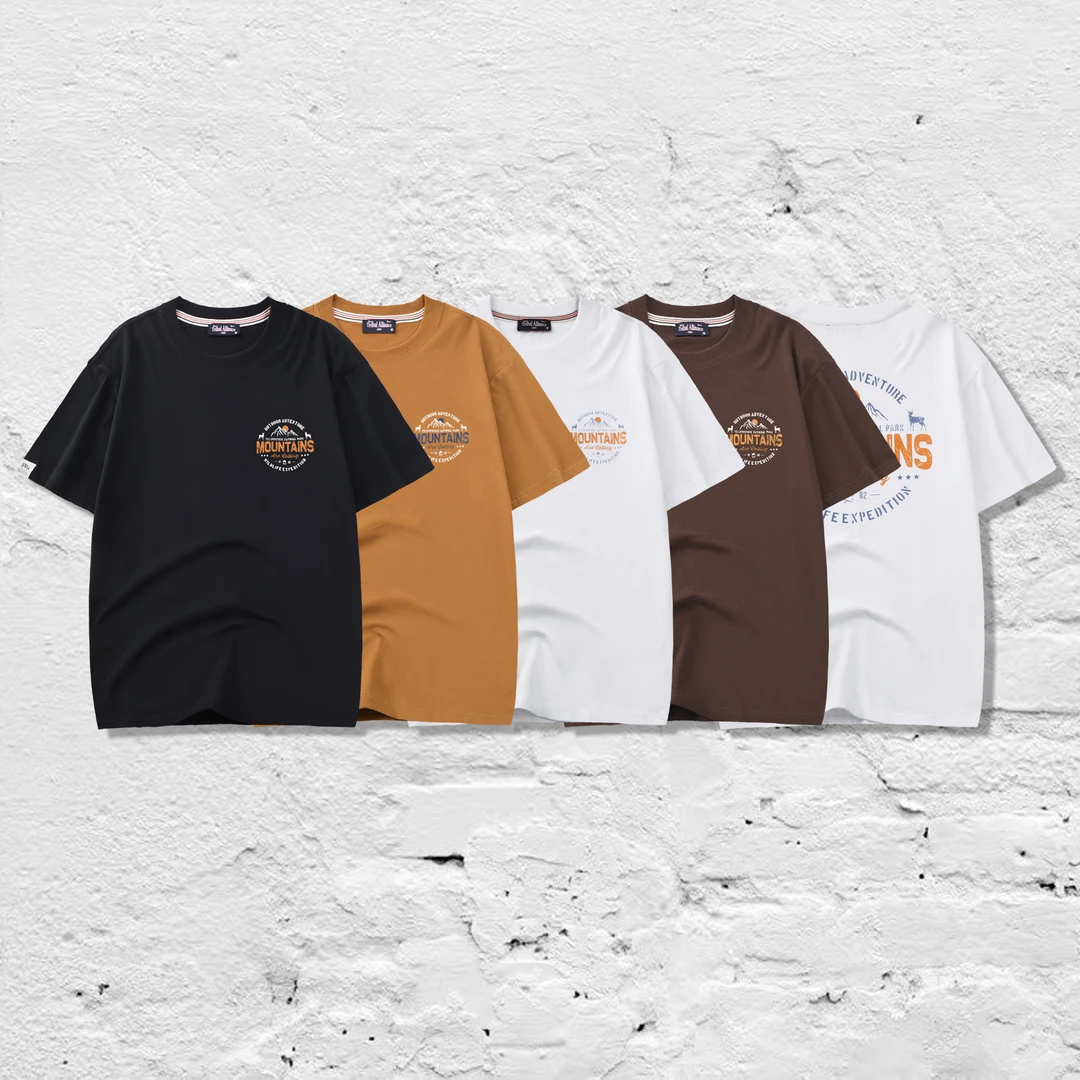 JESSE夏季美式重磅复古磨毛纯棉前后印花宽松圆领T恤28145