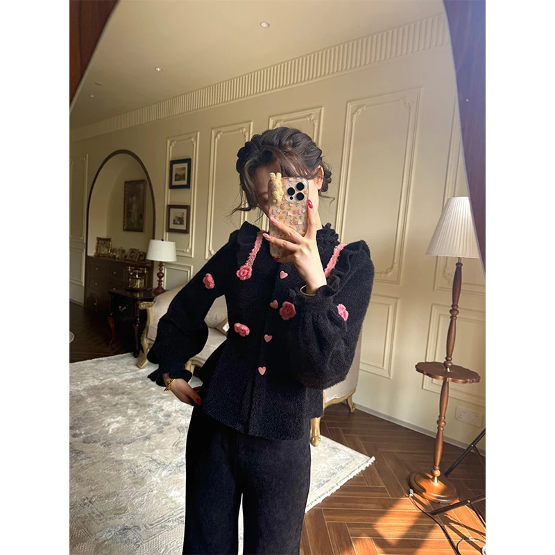 现货一生罗曼【黑莓粉黛】冬季女法式复古时尚高级感长袖衬衫Y5735