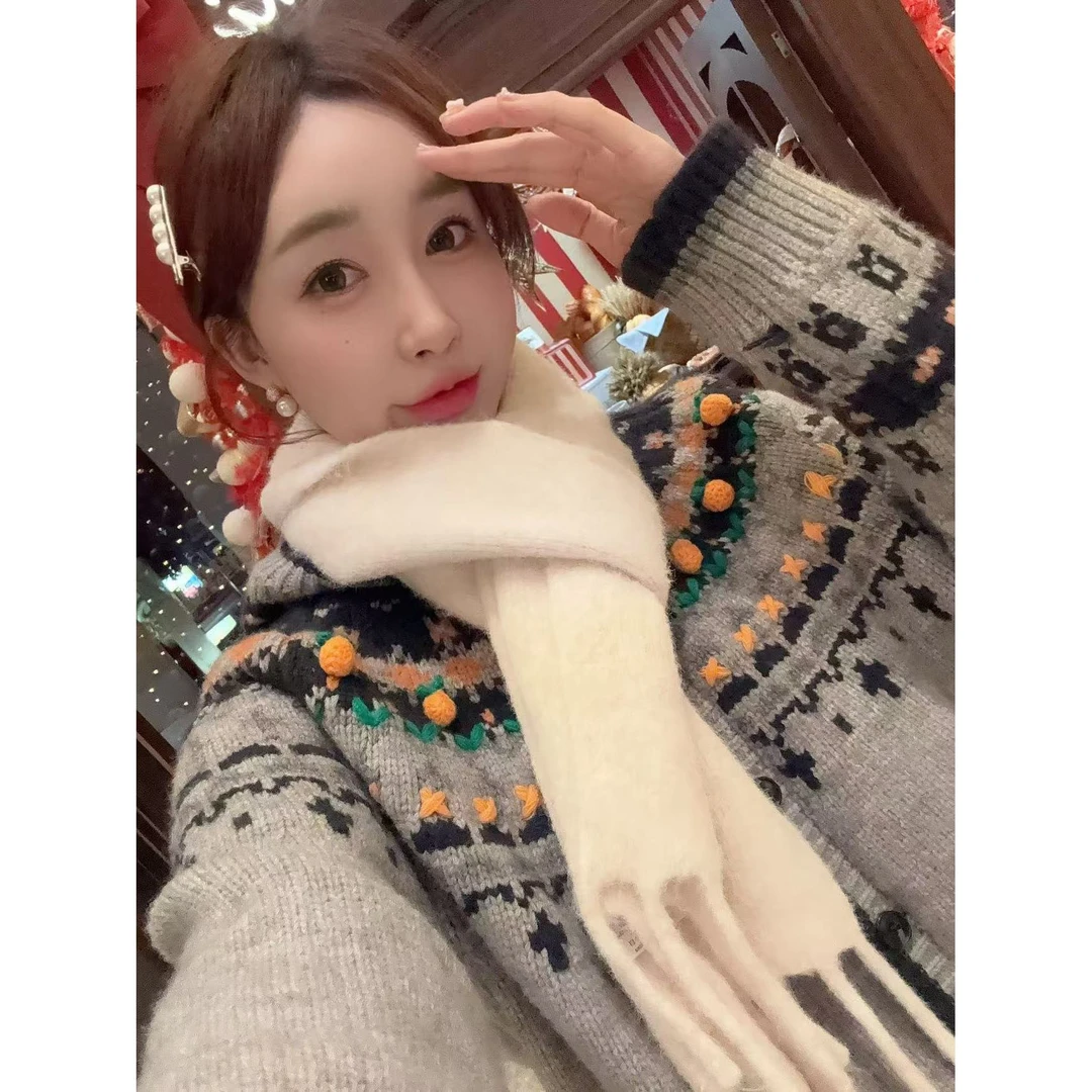 【YFONI】韩代提花毛衣外套