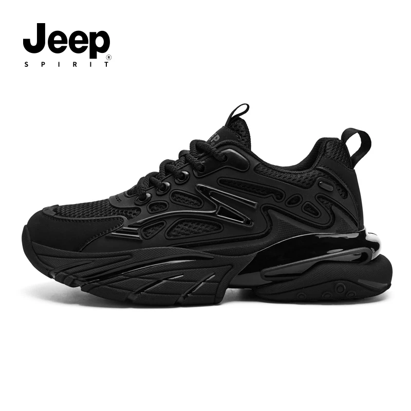 JEEPSPIRIT吉普男鞋黑武士老爹鞋男2025夏季潮鞋男士运动休闲鞋子