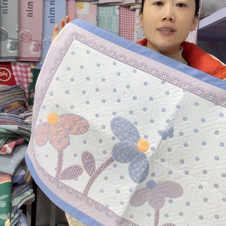 棉纱布特价蓝色椰子树