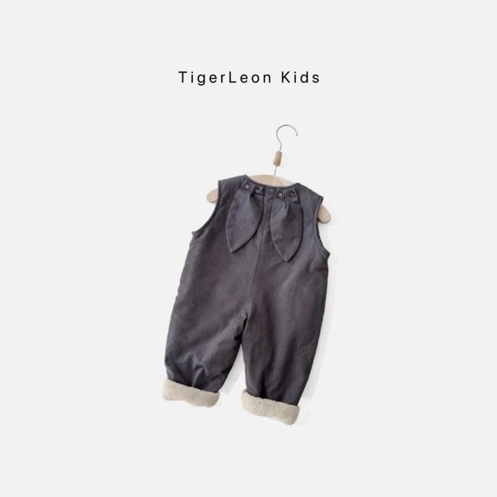 【p655】2025秋冬兔耳朵加绒男童女童背带裤