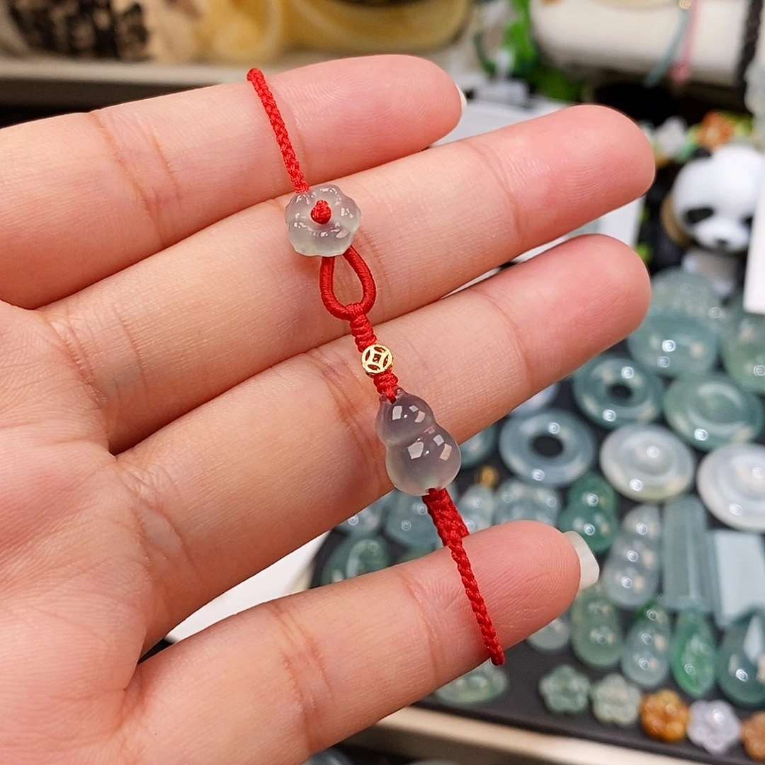 翡翠未镶嵌颈饰冰种葫芦手绳15