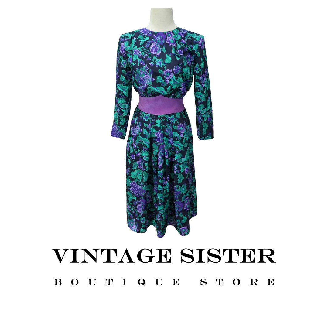 7088【VTGSIS推荐】复古油画连衣裙莫奈花园风穿搭