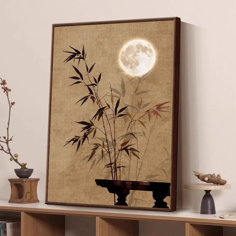 宋代美学客厅桌面摆件装饰画竹子入户玄关斗柜挂画禅意茶室墙壁画
