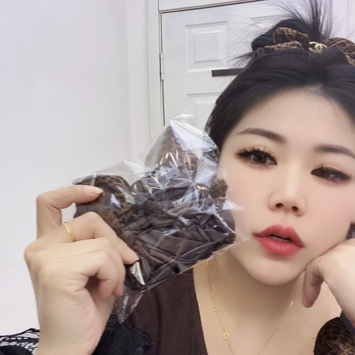 布艺非金属豹纹香标发圈