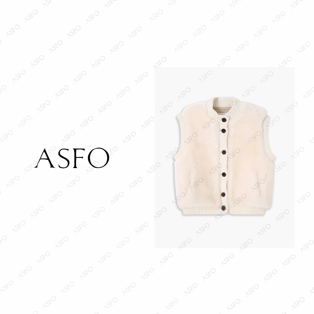 【AS小奶驼】25新气质减龄羊毛一体拼接针织马甲皮草AS25DMJ04235