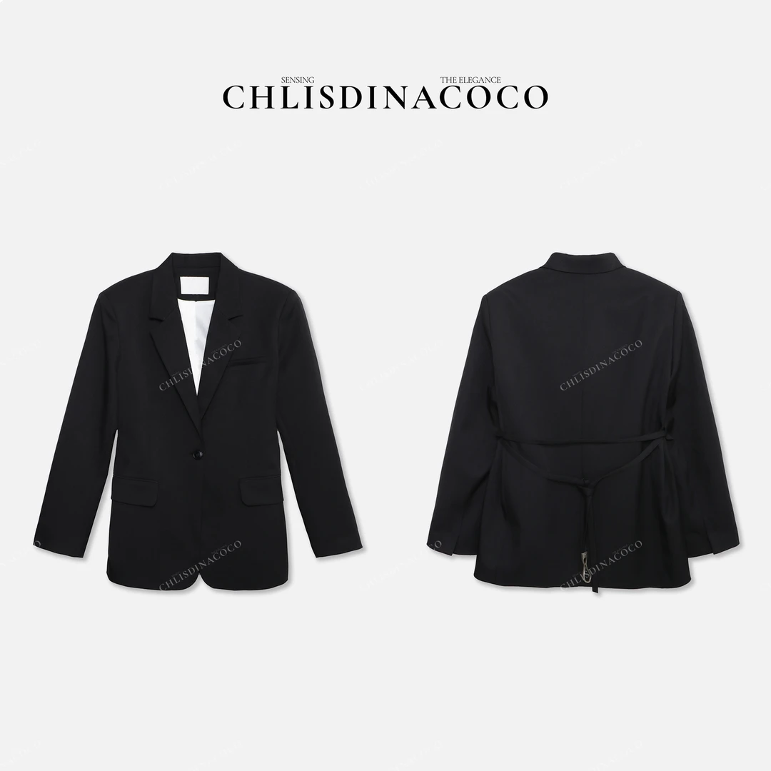Chlisdinacoco丨"梨花雨眠"翻领口袋西装外套C25015WT251