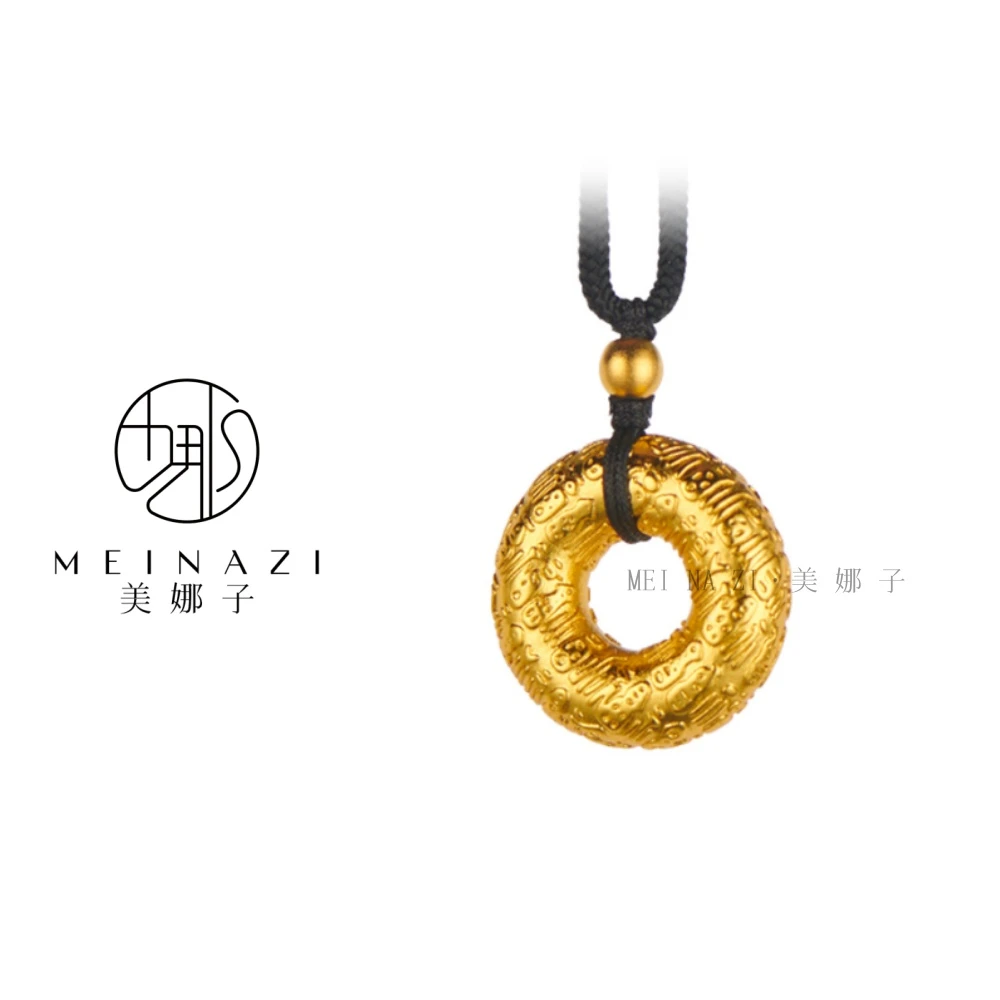 项链  MEINA/新款实心福字平安扣新款时尚手工复古雕刻款