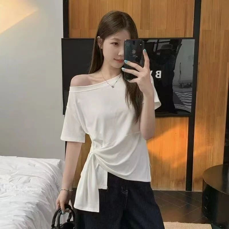 叙旧姑嫂 百搭休闲韩版显瘦百搭绑带T恤389
