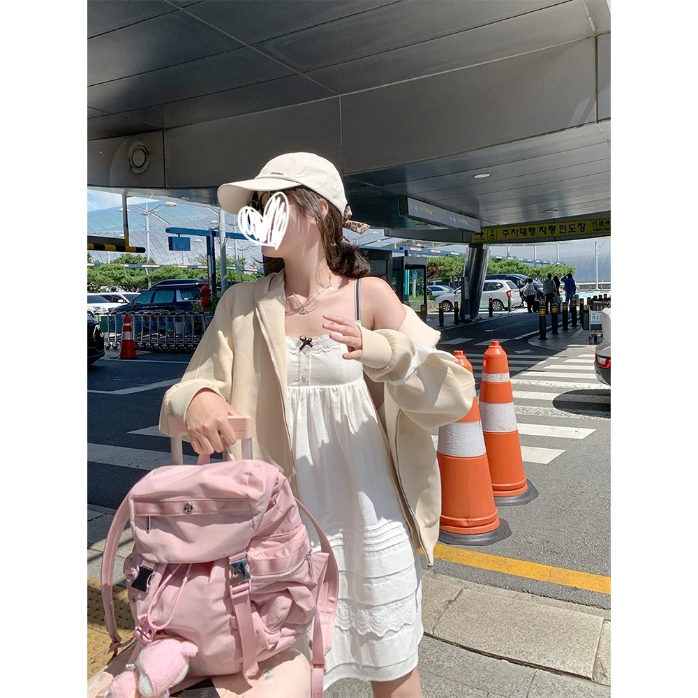 【露丝卫衣+连衣裙】早秋连帽卫衣外套蕾丝拼接吊带裙22383#