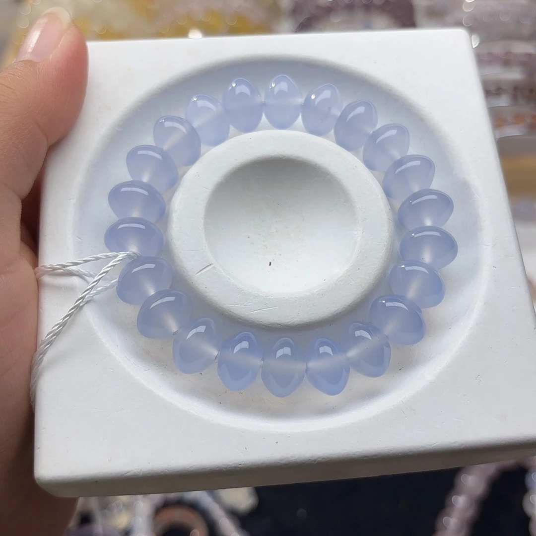 鑫***淼玛瑙/玉髓未镶嵌手链蓝玉髓算盘