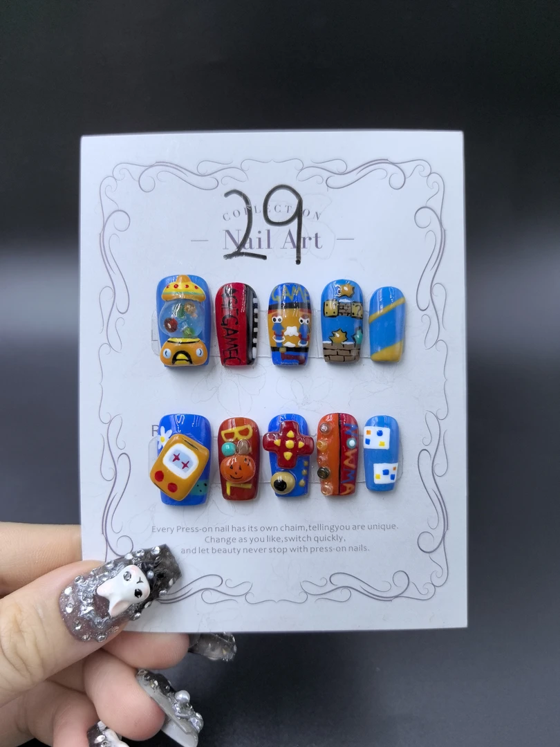 安夏 箐弥 直角方 纯手工穿戴甲10片多巴胺