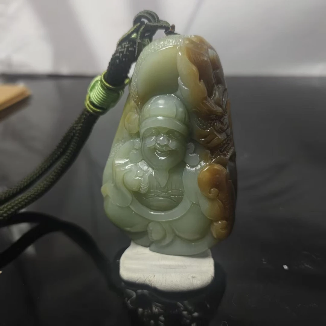 和田玉御龙财财手把件8888