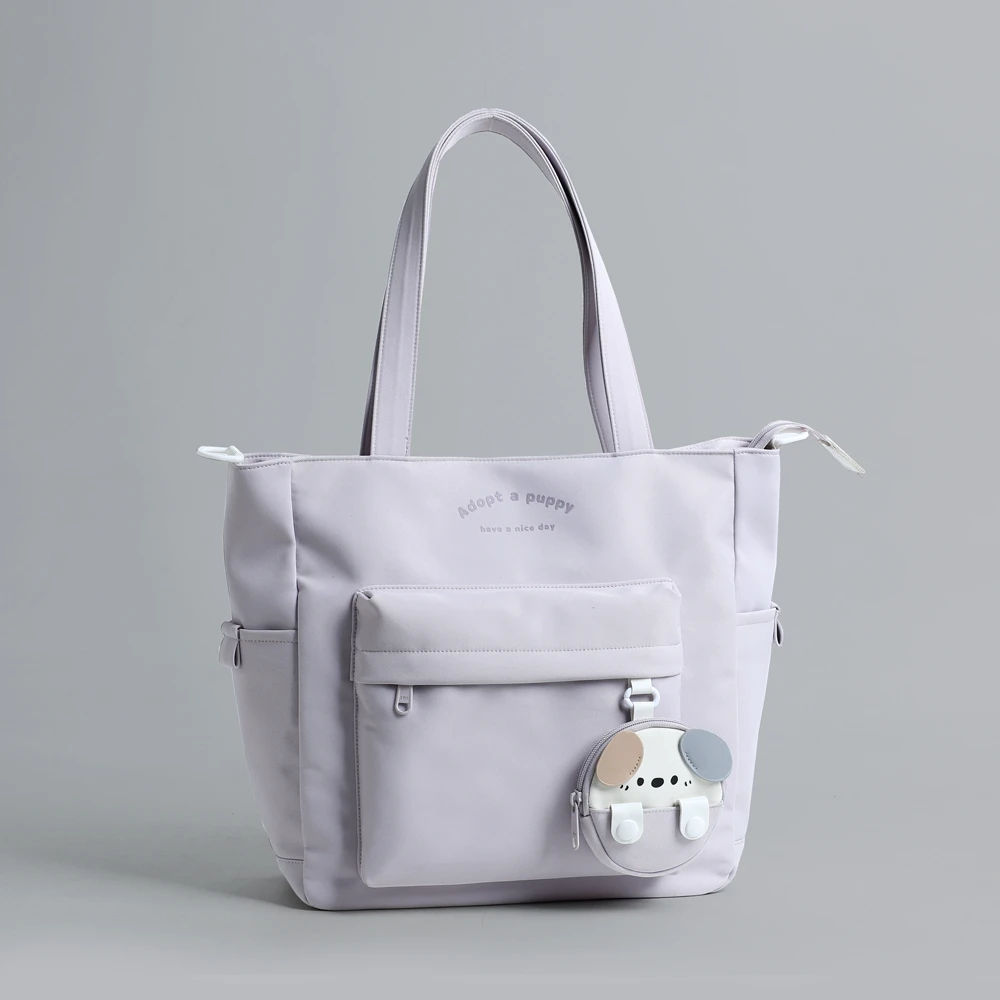 可爱单肩包女小学生上课补习袋时尚简约初高中生轻便大容量手提包