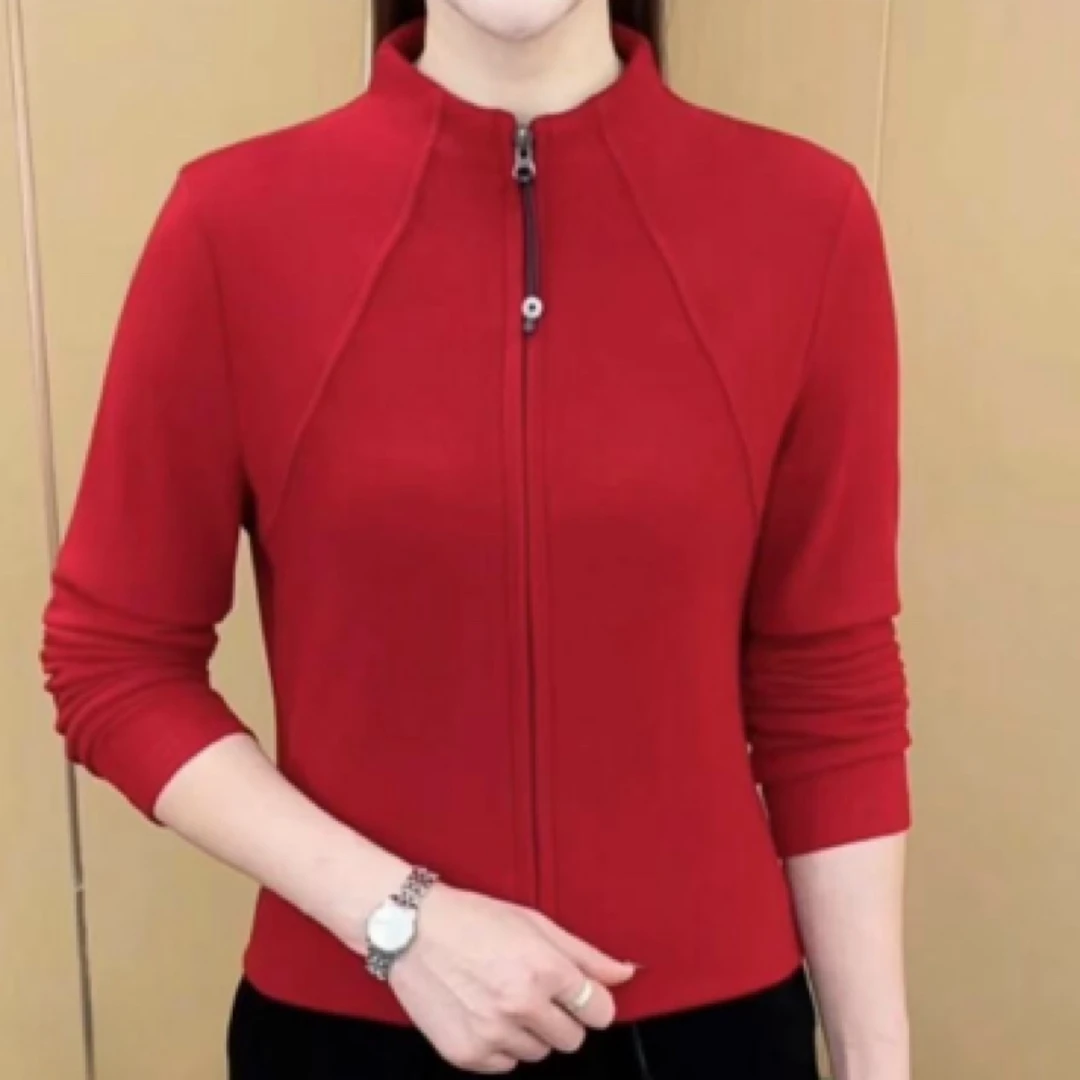 【双面德绒】2024秋冬高档新年款拉链原版百搭时尚保暖女士打底衫潮