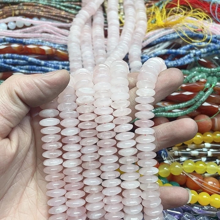 玛瑙/玉髓珠宝半成品未镶嵌一条12mm粉晶算盘