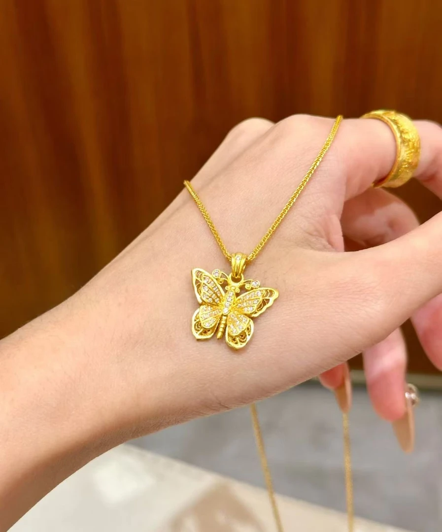 【钰辰珠宝】足金999 【镶嵌蝴蝶吊坠合集】（不含链）温柔仙女必入