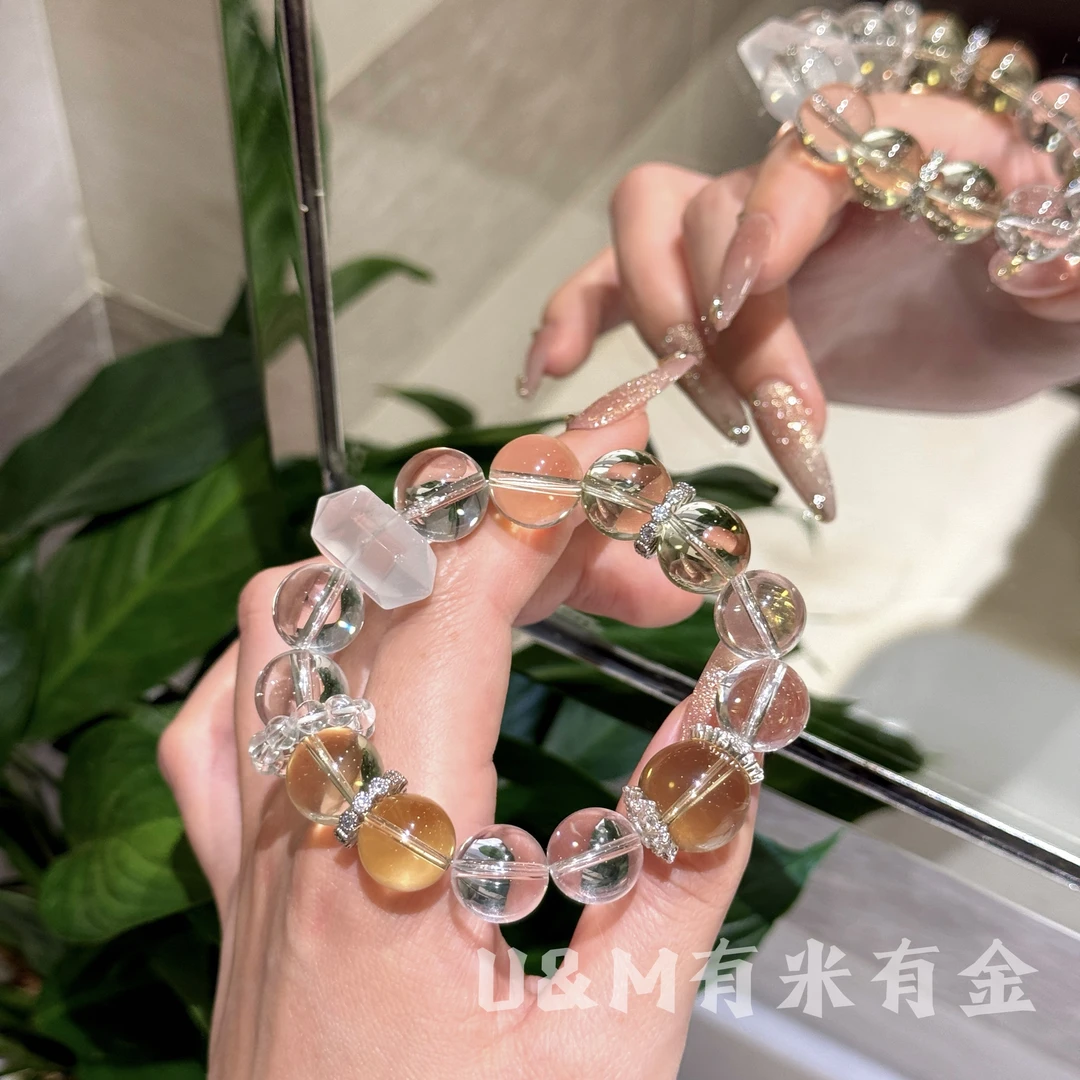 天然黄水晶13mm+组合天然白水晶13mm+