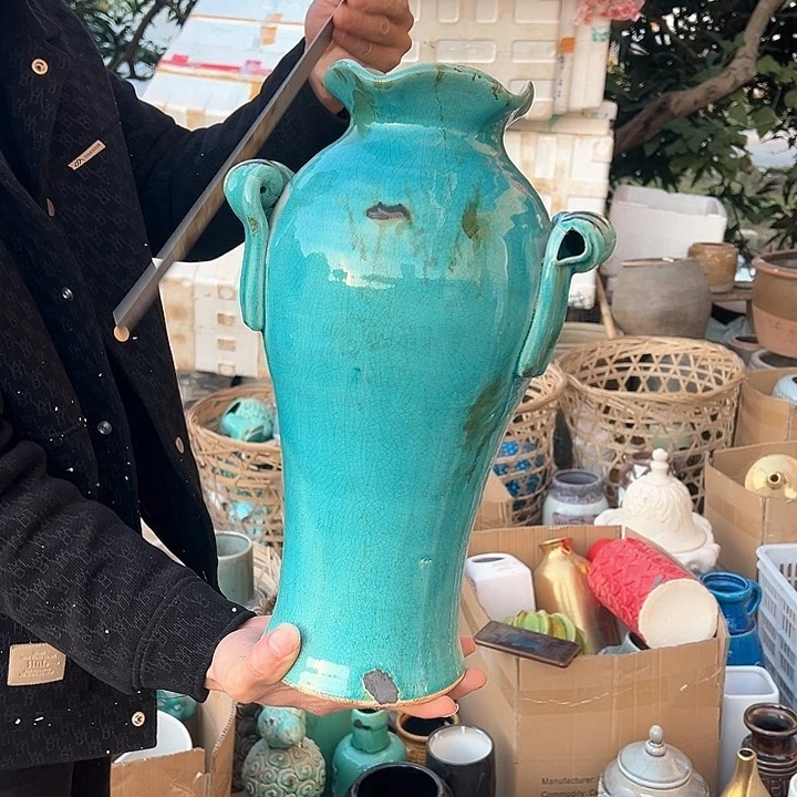 瓶高度40厘米口径9厘米微瑕捡漏干裂