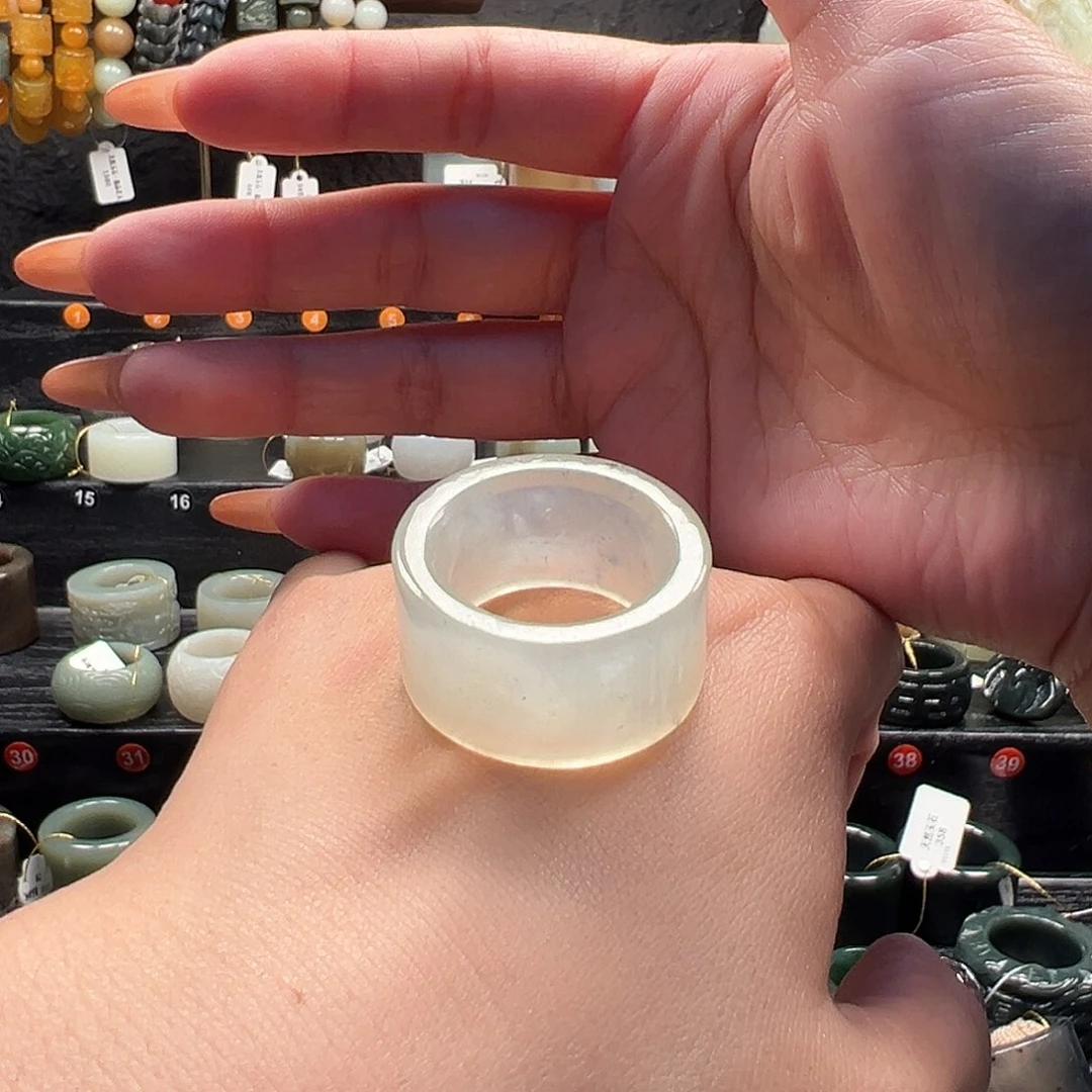 蛇纹石玉未镶嵌戒指22.6
