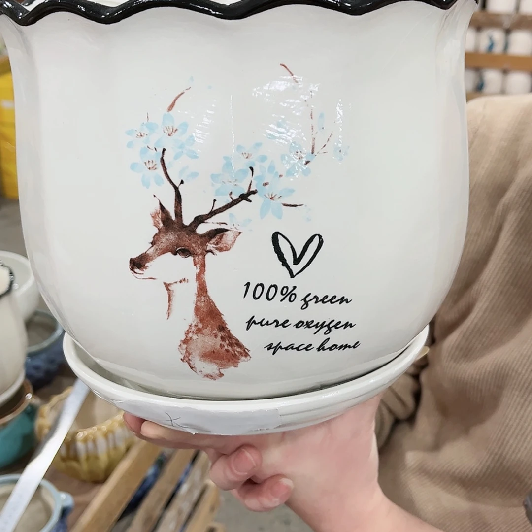 【闪购商品】陶瓷福利品带冰裂效果陶瓷花盆